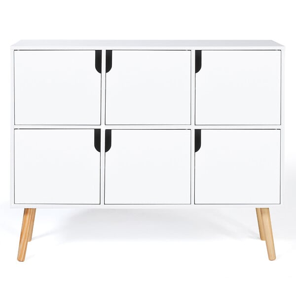 ID MARKET - Meuble de rangement cube enfant EMMIE avec 6 cases en bois blanc - large