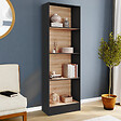 ID MARKET - Etagère bibliothèque CARLA 5 niveaux noir et effet bois 190 cm - vignette