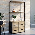 ID MARKET - Etagère 3 niveaux avec 4 tiroirs en tissu UTAH 120 cm meuble de rangement design industriel - vignette