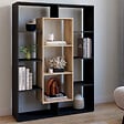 ID MARKET - Etagère bibliothèque COLETTE avec 11 compartiments noir et effet bois 143 cm - vignette