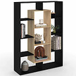 ID MARKET - Etagère bibliothèque COLETTE avec 11 compartiments noir et effet bois 143 cm - vignette
