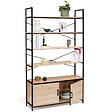 ID MARKET - Etagère XL 5 niveaux avec placard DETROIT design industriel 170 CM - vignette