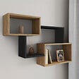 ID MARKET - Etagère murale double position LOUANE bois façon hêtre et noir - vignette