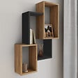 ID MARKET - Etagère murale double position LOUANE bois façon hêtre et noir - vignette