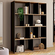 ID MARKET - Etagère bibliothèque JENA 4 niveaux noir et effet bois 143 cm - vignette