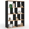 ID MARKET - Etagère bibliothèque JENA 4 niveaux noir et effet bois 143 cm - vignette