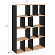 ID MARKET - Etagère bibliothèque JENA 4 niveaux noir et effet bois 143 cm - vignette