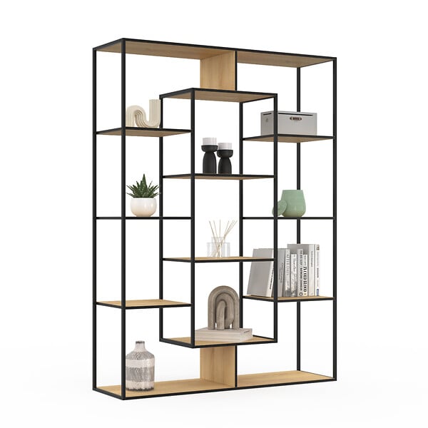ID MARKET - Etagère bibliothèque DETROIT avec 11 compartiments design industriel 143 cm - large