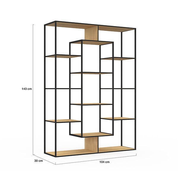 ID MARKET - Etagère bibliothèque DETROIT avec 11 compartiments design industriel 143 cm - large