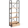 ID MARKET - Etagère 5 niveaux avec tiroir DETROIT design industriel 170 cm - vignette