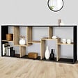 ID MARKET - Etagère à double position TANIA bois noir et imitation hêtre L.161 cm - vignette
