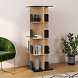 ID MARKET - Etagère bibliothèque rotative 4 niveaux RAPHA noir et effet bois - vignette