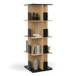 ID MARKET - Etagère bibliothèque rotative 4 niveaux RAPHA noir et effet bois - vignette
