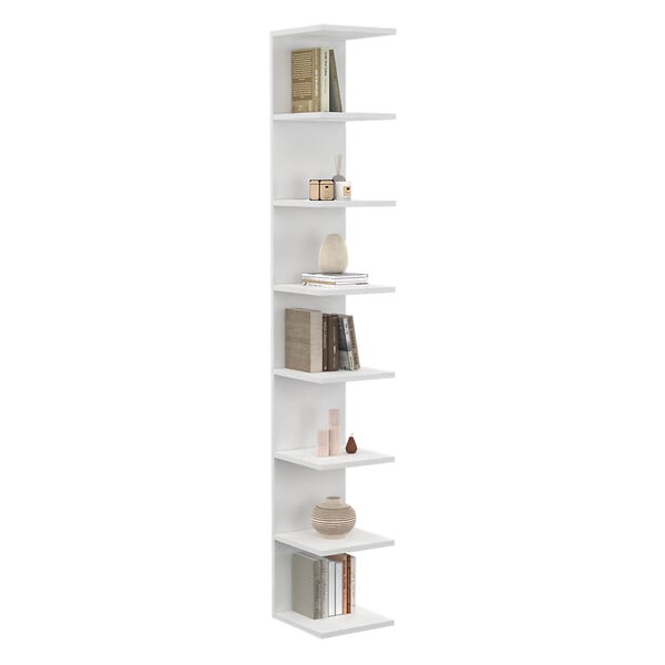 ID MARKET - Etagère murale suspendue double position CHIARA 8 étagères blanc 190 cm - large