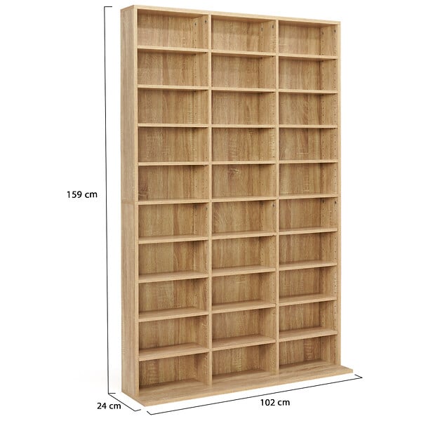 ID MARKET - Bibliothèque étagère CD CEYLIA 30 cases avec étagères modulables effet bois - large
