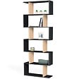 ID MARKET - Etagère bibliothèque SOFIA forme S bois façon hêtre et noir 189 cm - vignette