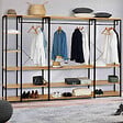 ID MARKET - Dressing modulable XXL grande capacité L. 250 cm DETROIT design industriel - vignette