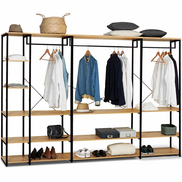 ID MARKET - Dressing modulable XXL grande capacité L. 250 cm DETROIT design industriel - large