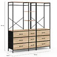 ID MARKET - Dressing penderie modulable L. 150 cm UTAH XXL avec 3 étagères et 9 bacs en tissu bois et noir - vignette