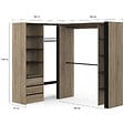 ID MARKET - Dressing extensible d'angle MARLON 200 x 150 x 180 cm hêtre avec penderies + tiroirs + étagères + rideaux noirs - vignette