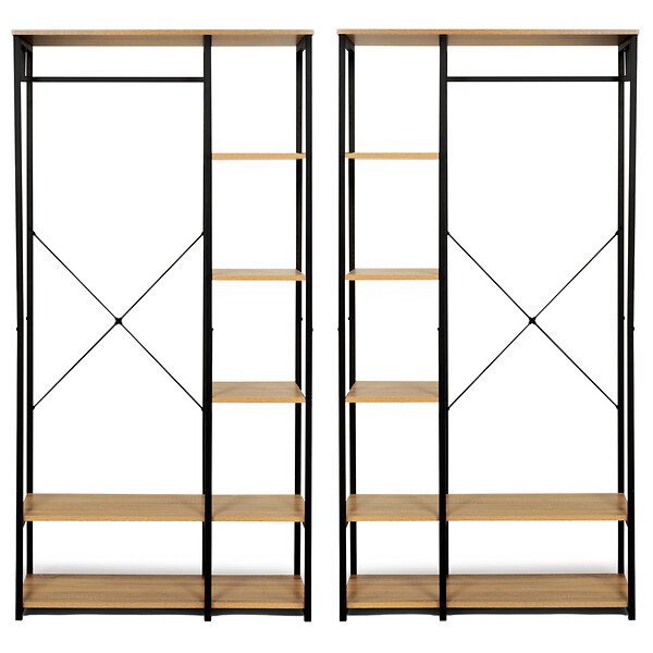 ID MARKET - Dressing modulable double penderie étagère L. 180 cm DETROIT design industriel - large