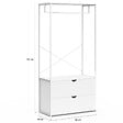 ID MARKET - Dressing penderie 2 tiroirs L. 80 cm BROOKLYN bois blanc et métal blanc - vignette