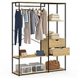 ID MARKET - Dressing penderie avec étagères et 2 tiroirs L. 130 cm DETROIT design industriel - vignette