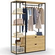 ID MARKET - Dressing penderie étagères L. 113 cm DETROIT 2 tiroirs design industriel - vignette