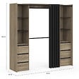 ID MARKET - Dressing extensible double MERYL 120/180 cm hêtre avec 6 tiroirs + étagères + double penderie + rideau noir - vignette