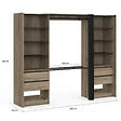 ID MARKET - Dressing double XXL MERYL 220 cm avec porte pantalons + étagères + tiroirs + rangements à chaussures hêtre et noir - vignette