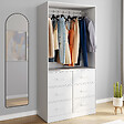ID MARKET - Dressing penderie L. 80 cm UPPAH avec 6 bacs en tissu blanc - vignette
