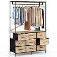 ID MARKET - Dressing penderie L. 113 cm UTAH avec 9 bacs en tissu bois et noir - vignette