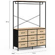 ID MARKET - Dressing penderie L. 113 cm UTAH avec 9 bacs en tissu bois et noir - vignette