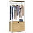 ID MARKET - Dressing penderie 2 tiroirs L. 80 cm DETROIT design industriel bois et métal blanc - vignette