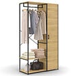 ID MARKET - Dressing penderie étagères avec porte L. 90 cm DETROIT design industriel - vignette