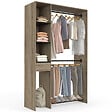 ID MARKET - Dressing double penderie L. 110 cm MIRTY avec étagères + tiroir + rangements à chaussures hêtre et noir - vignette