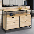 ID MARKET - Commode 4 tiroirs DETROIT 110 cm design industriel avec étagère - vignette