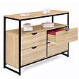 ID MARKET - Commode 4 tiroirs DETROIT 110 cm design industriel avec étagère - vignette