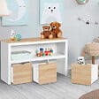 ID MARKET - Meuble de rangement enfant MANA en bois blanc et hêtre 3 tiroirs cubes sur roulettes - vignette