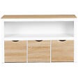 ID MARKET - Meuble de rangement enfant MANA en bois blanc et hêtre 3 tiroirs cubes sur roulettes - vignette