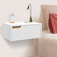 ID MARKET - Lot de 2 tables de chevet murales HELSINKI scandinaves 1 tiroir étagère suspendue blanc - vignette