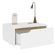 ID MARKET - Lot de 2 tables de chevet murales HELSINKI scandinaves 1 tiroir étagère suspendue blanc - vignette