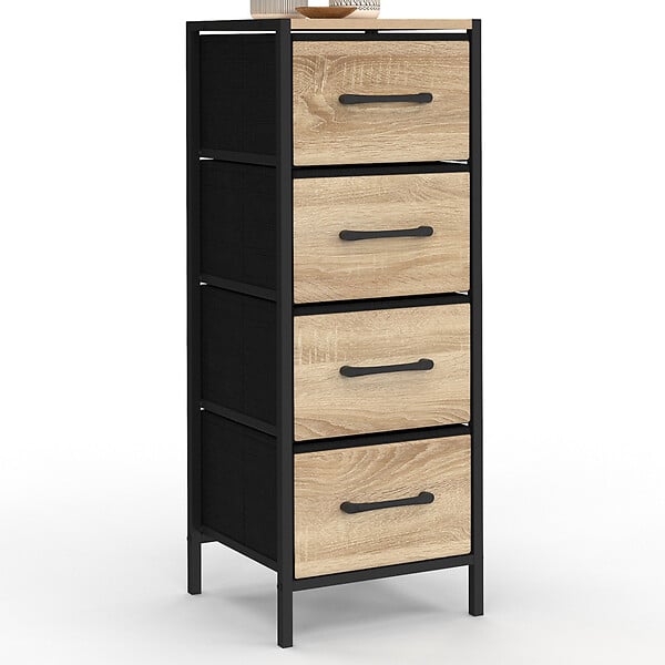 ID MARKET - Meuble d'appoint 4 tiroirs UTAH 30x30x80 cm chiffonnier pour entrée salle de bain design industriel - large