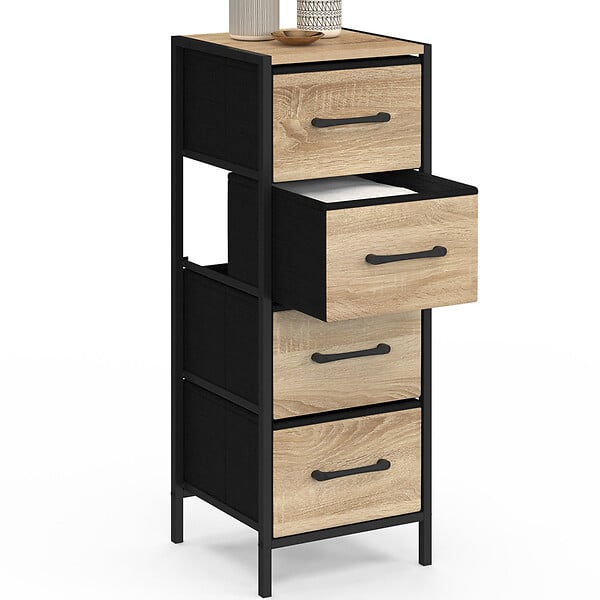 ID MARKET - Meuble d'appoint 4 tiroirs UTAH 30x30x80 cm chiffonnier pour entrée salle de bain design industriel - large