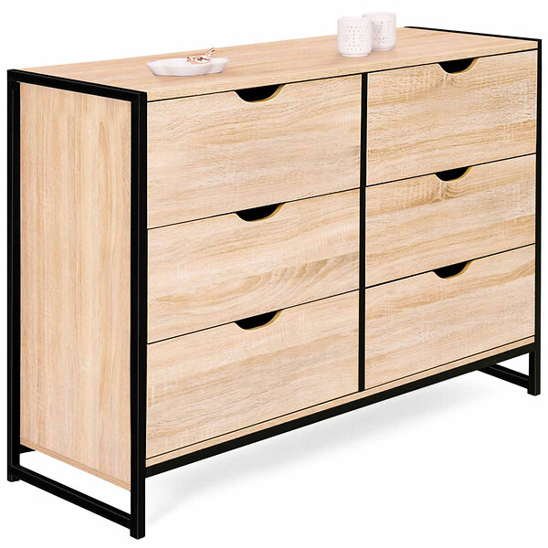 ID MARKET - Commode 6 tiroirs DETROIT 115 cm design industriel - large