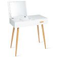 ID MARKET - Coiffeuse scandinave LISA miroir rabattable blanche - vignette