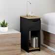 ID MARKET - Lot de 2 tables de chevet étroites ANOUK 1 tiroir avec niche noir et bois - vignette