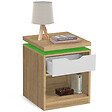 ID MARKET - Lot de 2 tables de chevet LUNA à LEDS 1 tiroir avec niche hêtre et blanc - vignette