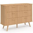 ID MARKET - Commode 6 tiroirs ROMIE 110 cm lattes tasseau bois coloris chêne - vignette