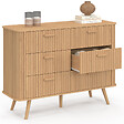 ID MARKET - Commode 6 tiroirs ROMIE 110 cm lattes tasseau bois coloris chêne - vignette